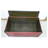 Wood Footlocker and Vintage Suitcases (2) American Tourister Air Luggage.