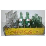 Vintage Wood Coca Cola Crate and Bottles.