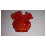 Vintage Fenton Hobnail Glass Basket and Bowl Vase.