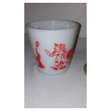 Vintage Pyrex Cicus Cup and 1980s What a Burger Mug.