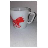 Vintage Pyrex Cicus Cup and 1980s What a Burger Mug.