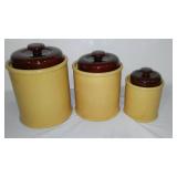 Vintage Stoneware Canister Set. (3 pcs with covers)