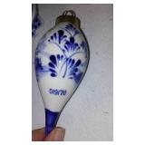 Royal Copenhagen Denmark Full Lace Cigar Cup or Vase, Delft Blue Ornaments (2) Hummel