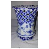 Royal Copenhagen Denmark Full Lace Cigar Cup or Vase, Delft Blue Ornaments (2) Hummel