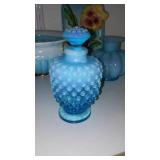Vintage Fenton and More. Hobnail Perfume Jar, Ruffle Edge vase.