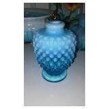 Vintage Fenton and More. Hobnail Perfume Jar, Ruffle Edge vase.
