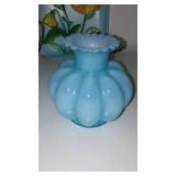 Vintage Fenton and More. Hobnail Perfume Jar, Ruffle Edge vase.