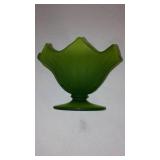 Vintage Westmoreland Satin Green Glass Compote.
