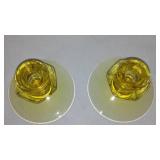 Vintage Amber Depression Glass Thumb Plate and Candle Holders (2).