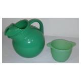 Fire King Jadeite Rainbow Green Pitcher.
