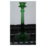 Fostoria Green Uranium Glass Candle Stick Holders (2)