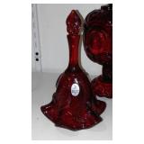 Fenton Ruby Red Pedestal Covered Dish and Bell.
