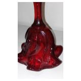 Fenton Ruby Red Pedestal Covered Dish and Bell.
