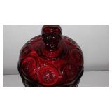 Fenton Ruby Red Pedestal Covered Dish and Bell.