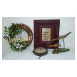 Hanging Clock, wood décor, Wreath, Framed art.