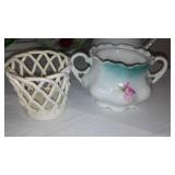 Assortment of Pitchers (4) plates, planters and more.