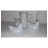 Hazel Atlas Nesting Hen (2) and Pitchers.