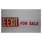 Metal Exit (2) and For Sale Signs.