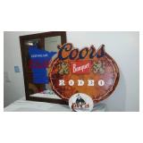 Coors Metal Sign and Mirror.