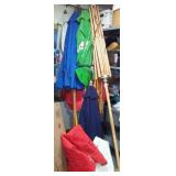 Coors, Michelob, Bud and More Outdoor Umbrella Poles and Covers (8+), Base (1).