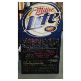 Miller Lite Menu Chalk Board.