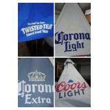 Coors, Michelob, Bud and More Outdoor Umbrella Poles and Covers (8+), Base (1).