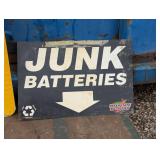 2 Signs - Metal Scrap Metal Sign and Plastic Junk Batteries Sign