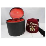 Shriners Al Kader Fez w/ Rhinestones & Case by DJ & Co. Size 7 1/8