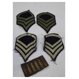 Lot of Vintage Military Rank Chevron Patches and Service Stripe