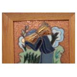 Original Pair of Albert Gilles Arts & Crafts Copper Enamel, Signed