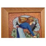 Original Pair of Albert Gilles Arts & Crafts Copper Enamel, Signed