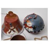 Assorted Christmas Decor: Jingle Bells, Snowman Bell, Garland & Ornaments