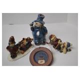Christmas Snowman & Winter Figurine Lot, 4 Pieces