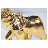 Gold Ceramic Elephant Planter Home Decor Accent