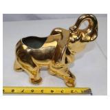 Gold Ceramic Elephant Planter Home Decor Accent