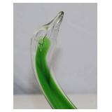 Vintage Art Glass Swan, Green and Amber