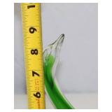 Vintage Art Glass Swan, Green and Amber