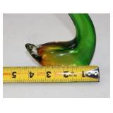 Vintage Art Glass Swan, Green and Amber