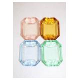 Set of 4 Miniature Colored Glass Ashtrays