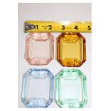 Set of 4 Miniature Colored Glass Ashtrays