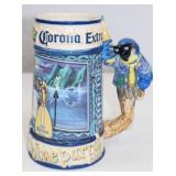 Corona Extra Blue Parrot Club Ceramic Beer Stein
