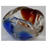 Murano Style Art Glass Ashtray - Blue and Amber Swirl