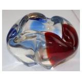 Murano Style Art Glass Ashtray - Blue and Amber Swirl