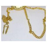 Gold-Tone Mechanical Pocket Watch with Chain