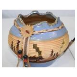 Southwestern Ceramic Votive Bowls with Leather Braids and Arrow Stand