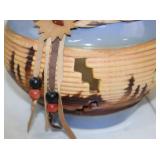 Southwestern Ceramic Votive Bowls with Leather Braids and Arrow Stand