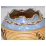 Southwestern Ceramic Votive Bowls with Leather Braids and Arrow Stand