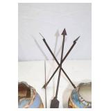 Southwestern Ceramic Votive Bowls with Leather Braids and Arrow Stand