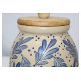Pair of Beaumont Brothers Pottery Stoneware Canisters - Blue Leaf Pattern