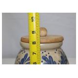 Pair of Beaumont Brothers Pottery Stoneware Canisters - Blue Leaf Pattern